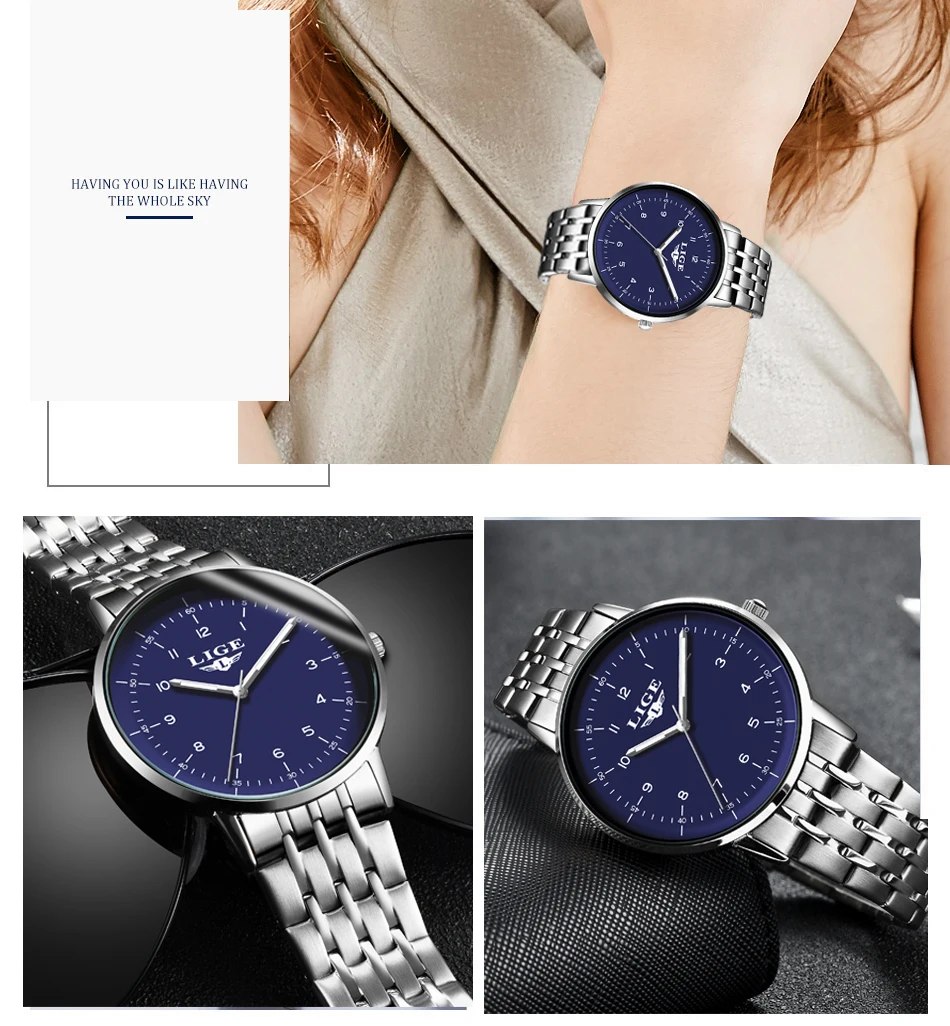2020 New Fashion Watch Women LIGE Brand Ladies Creative Steel Women Bracelet Watches Female Waterproof Clocks Relogio Feminino