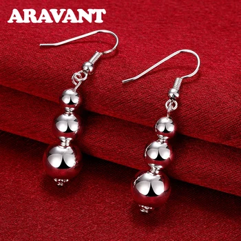 

2020 New Arrival 925 Silver Earrings For Women 10MM Smooth Solid Bead Dangle Earring Fashion Jewelry