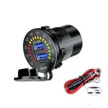 QC3.0 enchufe cargador Dual USB del voltímetro del interruptor impermeable 36W 6A salida USB cargador rápido para coche 12V barco camión de la motocicleta de Golf