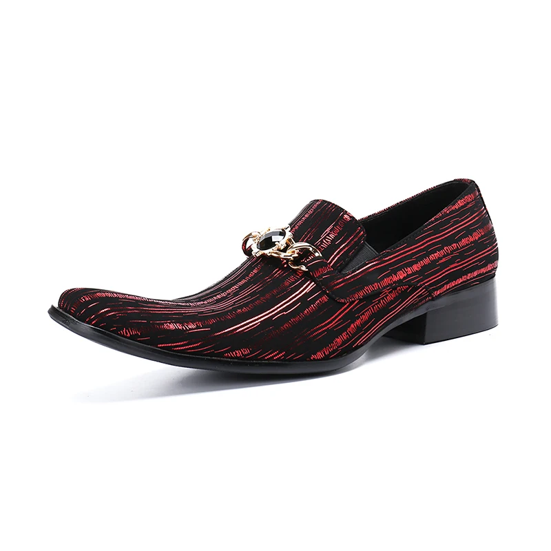 Schoenen mannen/свадебные модельные туфли в красную полоску; деловые модельные туфли с квадратным носком; Роскошные вечерние туфли со стразами