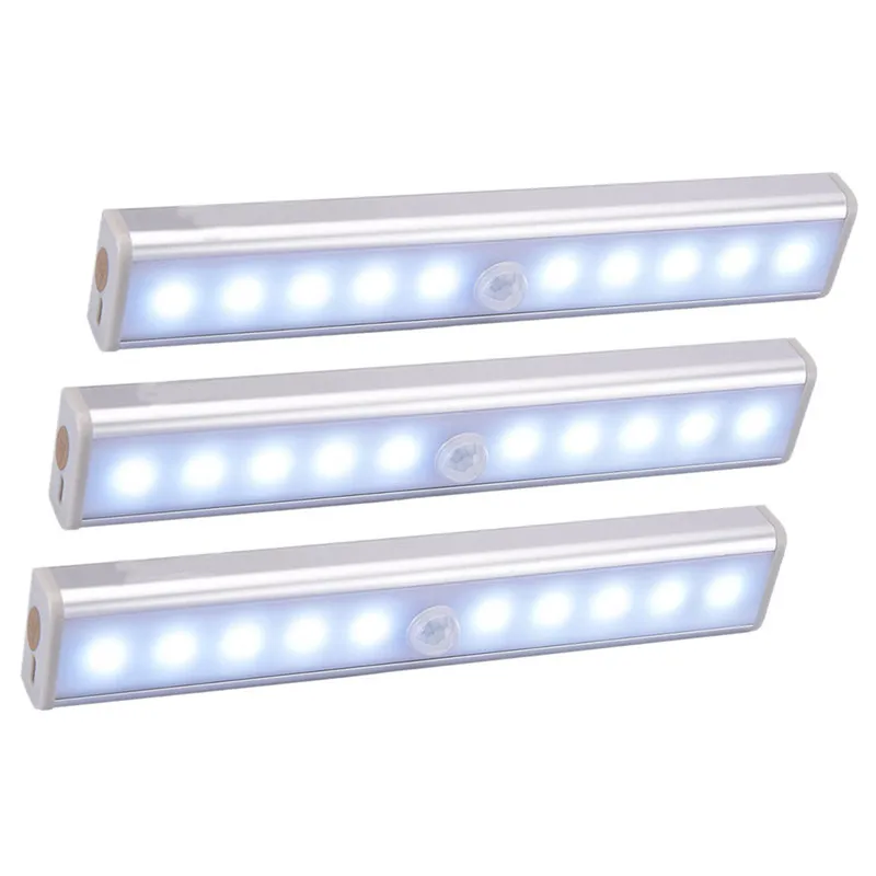  Wireless LED Under Cabinet Light PIR Motion Sensor Lamp 6/10 LEDs for Wardrobe Cupboard Closet Kitc - 4000271835742