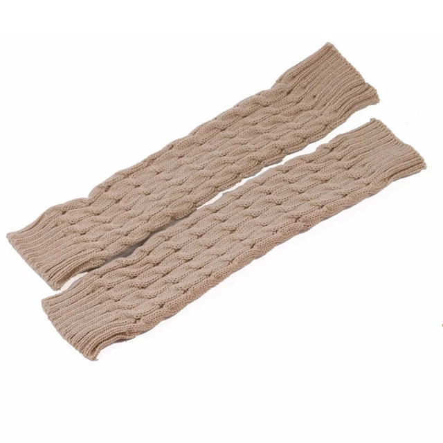 Japanese Lolita Leg Warmers Women Winter Thicken Knit Loose Style Lady Knee Stockings Leggings Warm Boots Punk Girl Long Socks dark beige