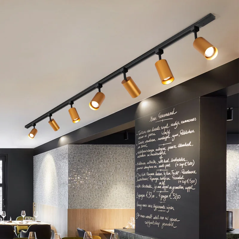 

LED Track Lamp Clothing Store Counter Showcase Ceiling Spotlight Gold Light Luxury Nordic Aluminum Lamps Factory