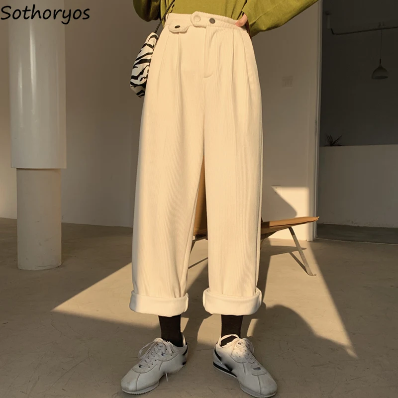 Women Pants Korean Style New Loose All-match Corduroy Wide Leg Trousers Womens Trendy Leisure Harajuku Daily Ulzzang High Waist Women Pants Korean Style New Loose All-match Corduroy Wide Leg Trousers Womens Trendy Leisure Harajuku Daily Ulzzang High Waist
