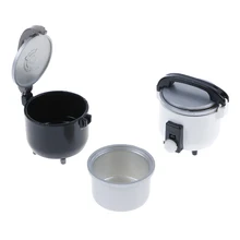 

1:12 Miniature Metal White Black Rice Cooker Dollhouse Kitchen Accessories Doll House Toys for Children