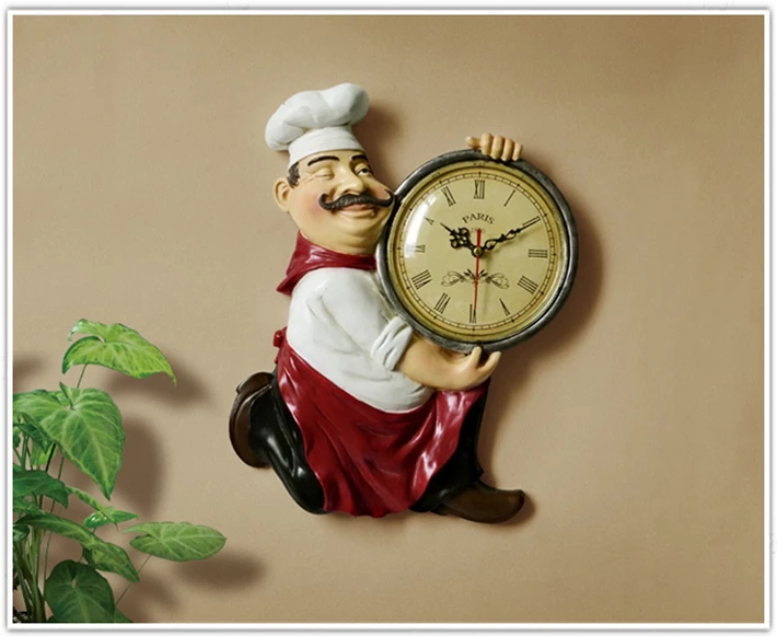 Смола шеф-повара милые настенные часы для дома часы для ванной кухни винтажные настенные часы домашний декор настенные часы современный дизайн SP822115