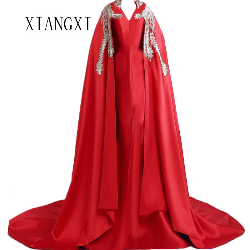 Robe de soiree красные вечерние платья русалки с курткой атласное длинное вечернее платье вечерние платья Vestidos