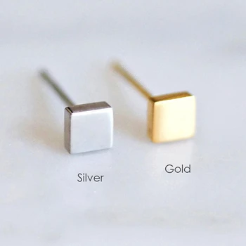 

Trenday Gold Silver Small Stud Earrings Stainless Steel Stud Earrings For Women Square Geometric Stud Earrings Jewelry Gifts j40