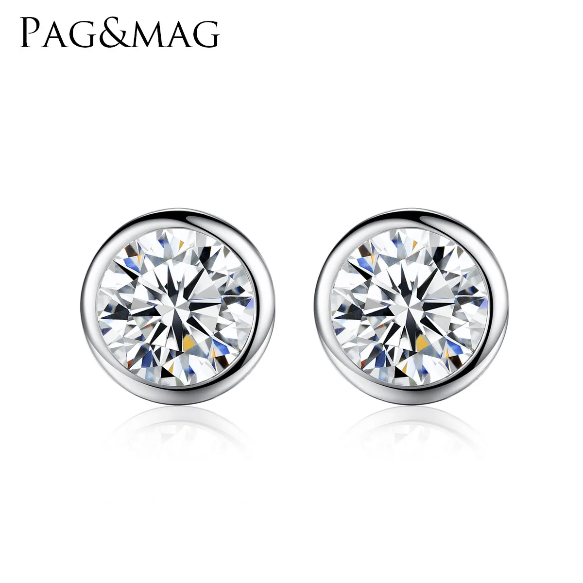 

PAG & Mag S925 Sterling Silver Earrings Delicacy round Plates High-End WOMEN'S Ear Studs Ear Stud