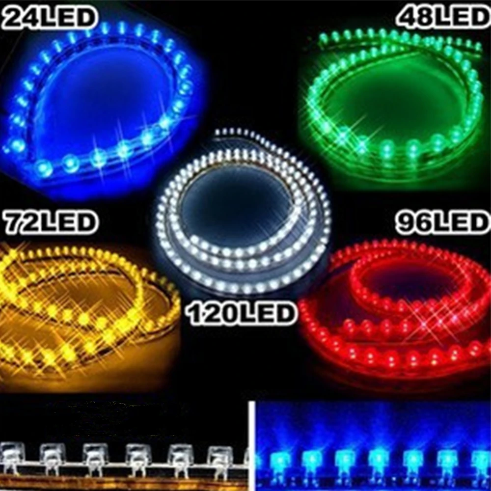 

2 шт. DC12V ПВХ 24 см 48 см, 72 см 96 см 120 см светодиодный светильник гибкий декоративный светильник автомобильный светильник сборки сине-белые зеленый желтый Re
