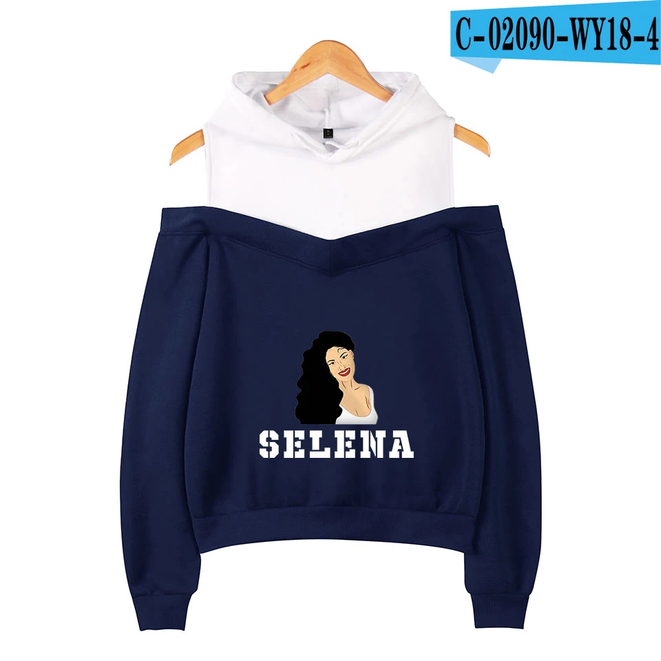 Красивая мода Selena quintanilla без бретелек толстовки для женщин известный бренд Harajuku Kpop Selena quintanilla толстовки - Цвет: navy blue