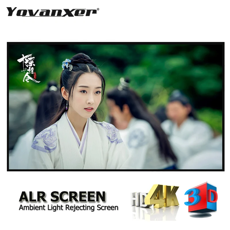 HOT Ambient Light Rejecting ALR Fixed Frame Projector Screen Ultra Narrow Bezel Anti-Light CLR Projection Curtain Full Sizes