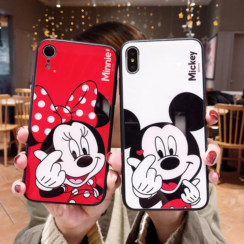 Роскошный милый картонный чехол для телефона Disneys из закаленного стекла для iPhone Xr X Xs Max iPhone 7 8 6 6s Plus