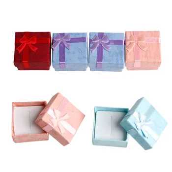 

Jewelry Case Paper Storage Box Ring Earring Holder Package Bowknot Decor 40JF