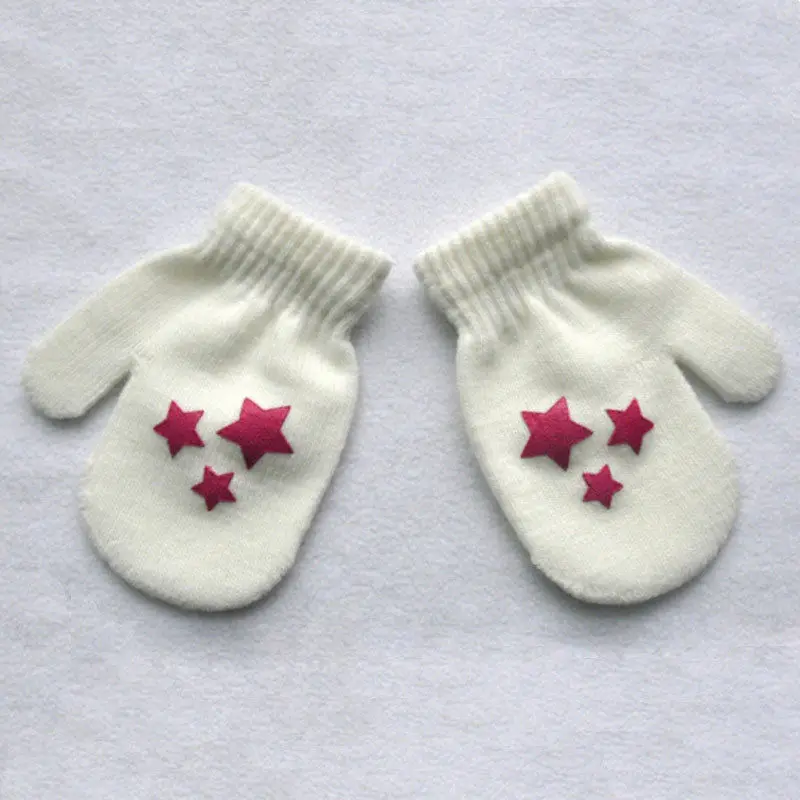 

Cute Kid Mittens Children Winter Knitted Gloves Boys Girl Dot Star Heart Pattern Fingerling Luvas Soft Warm Gifts Bebe Wear