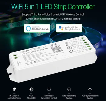 

MiBoxer WL5 5 in 1 LED WIFI Controller for Monochrome RGB RGBW RGB CCT LED Strip; With remote
