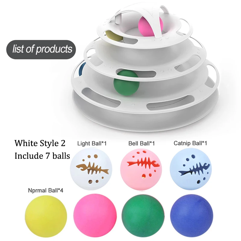 style 1 white Вращающаяся игрушка для кошек, товары для домашних животных, интерактивная игра для кошек, Настольная игрушка для кошек, игрушки для кошек 4/5 слоев, поворотная платформа для кошек, 3 рыбные кости, шарики белого цвета - Цвет: style 1 white