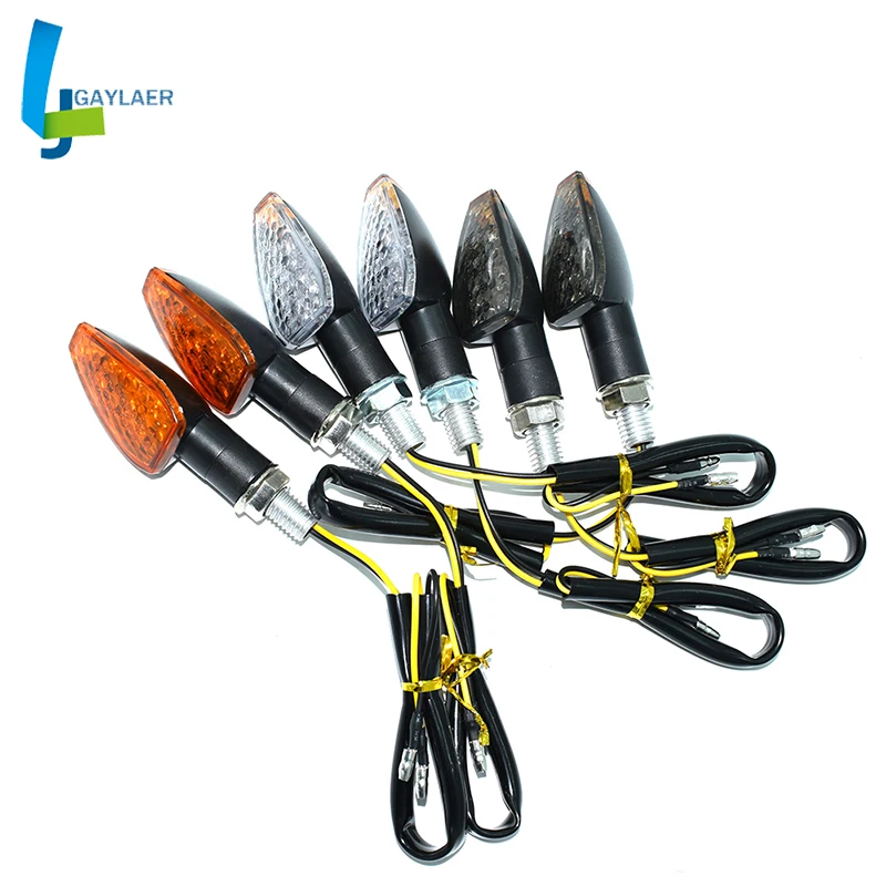 12V короткие мотоциклетные указатель поворота светильник 15 светодиодный мигающий Янтарный мигалки лампы для Yamaha Suzuki Honda Kawasaki