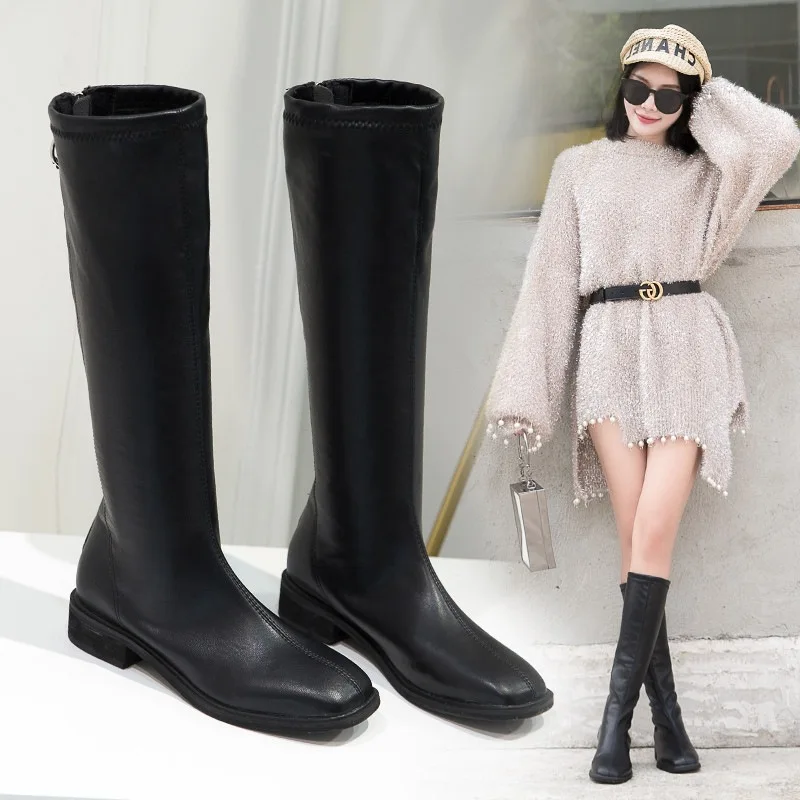 

Shoe Women's 2019 Trendy Shoes Martin Thin Autumn & Winter Boots Women's British-Style Elasticity New Style Boots after Black Re