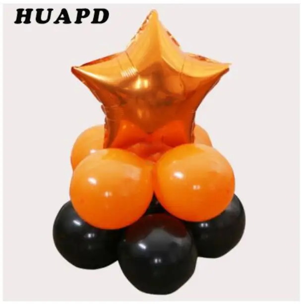 as picture 1set 10pcs Halloween balloon column party decorations 18inch black orange star foil balloon 12inch latex balloon sets - Цвет: as picture 1set