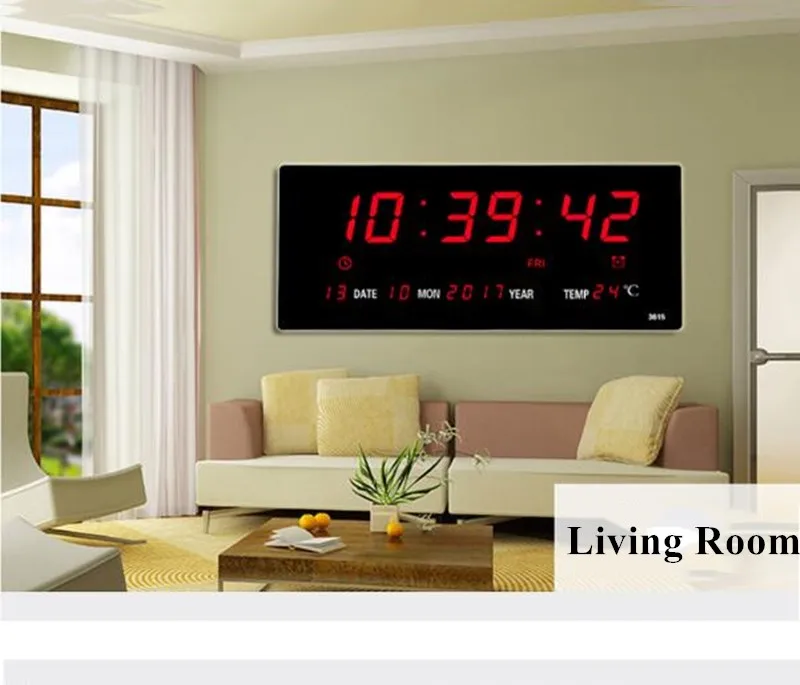 Luminous Electronic Wall Clock Alarm Hourly Chiming Temperature Calendar Table Clocks with EU/UK/US/AU Plug Digital LED Clocks