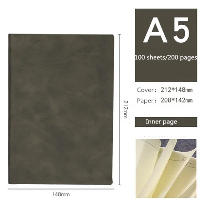 C 200 Line Pages Школьная программа, офисный блокнот Bullet Journal, канцелярские товары, кожаная деловая запись для совещаний, А5, бумажный блокнот в горошек, блокнот, планировщики - Цвет: C 200 Line Pages