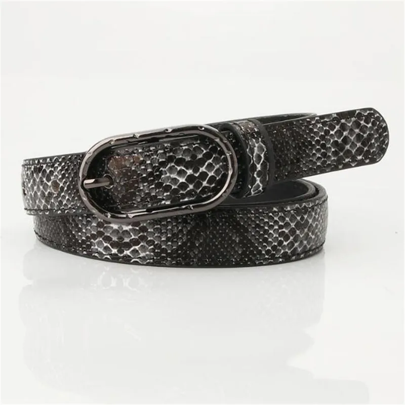 

New 105cm * 1.9cm Snakeskin PU Style Belt Women Fashion Belts Female Lady Casual Waistband Students Girdle Metal Belt Buckle