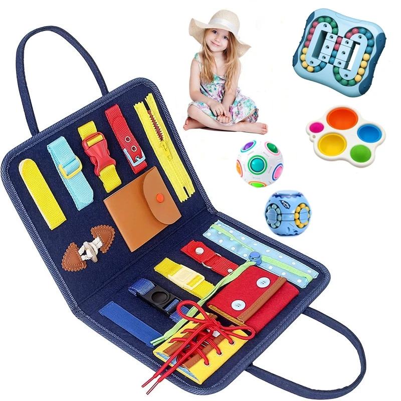 Kid Basic Life Skills Toys Montessori Busyboard Math Finger Sensory Toys Toddlers Buckle