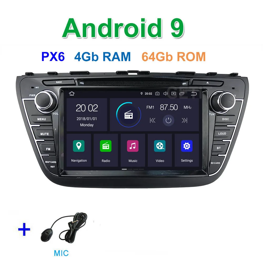 PX6 4G-RAM 64G-ROM DSP 64G PX6 Android 9,0 Автомобильный DVD стерео Мультимедиа Радио gps для Suzuki SX4 S Cross - Цвет: PX6 4G-RAM 64G-ROM