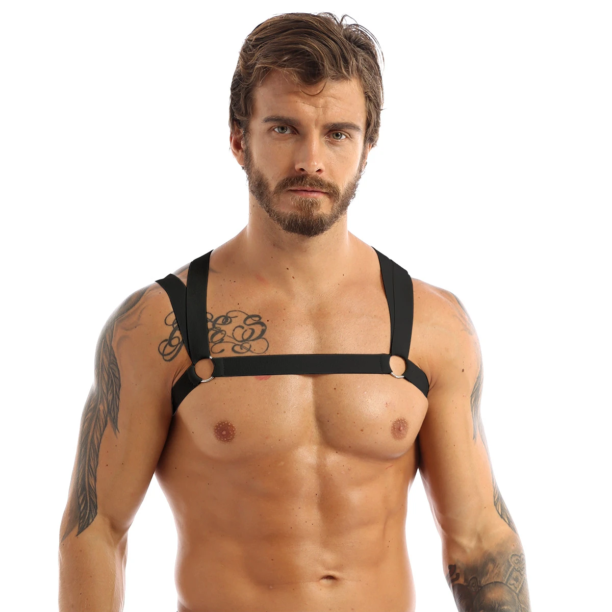 US Mens Nylon Elastic Body Chest Harness Belt Shoulder Straps Fancy Club Costume