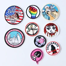 2 шт. модная индивидуальная круглая Икона вышитая железная нашивка для одежды DIY полосатая одежда Лоскутные наклейки на заказ значки