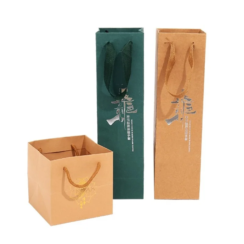

Thickened Kraft Paper Bag Red Wine Gift Bag Shopping Kraft Paper Handbag Event Wedding Birthday Party Fashion Party Gifts Bags