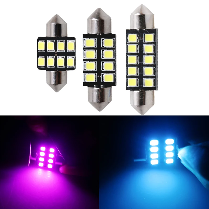 

1pc LED Car Interior Lights Canbus Festoon Lamp 12V 6000K White 31mm 36mm 39mm 41mm Auto Bulbs Dome Light Reading Parking Lamps