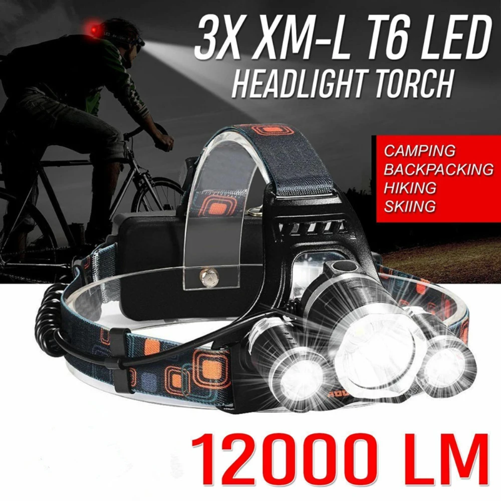 Налобный фонарь с 4 режимным зумом водонепроницаемый налобный для кемпинга охоты