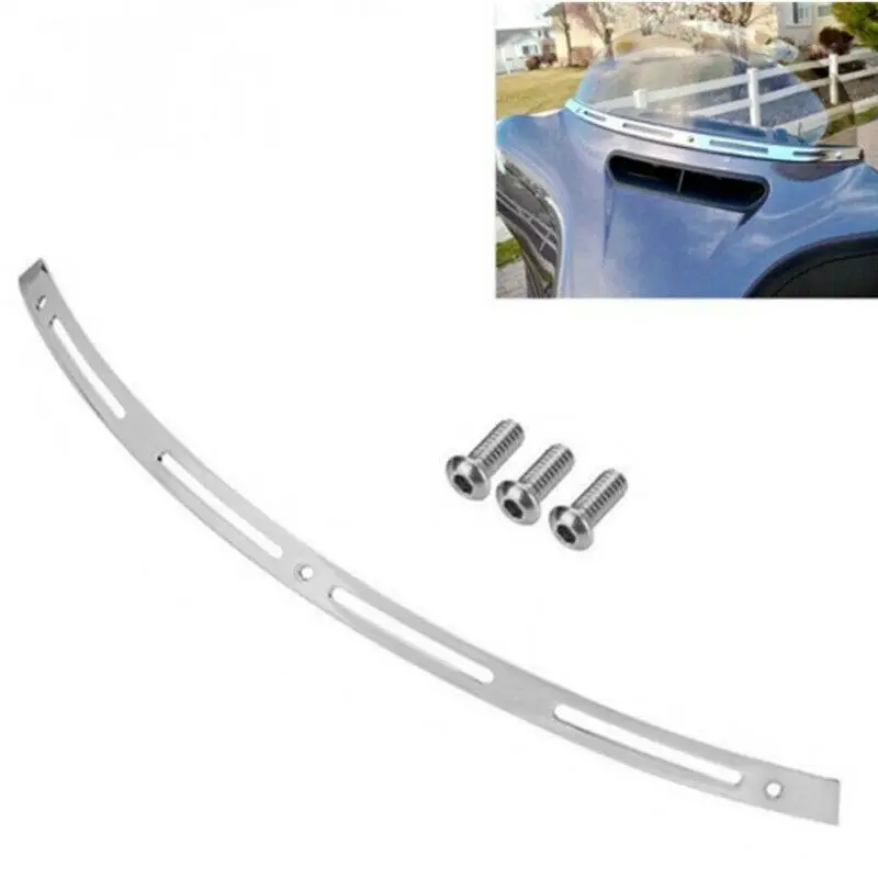 

Dragonpad Plated Chrome Grooved Windshield Trim For 2014 - 2019 for H Touring Bagger Batwing