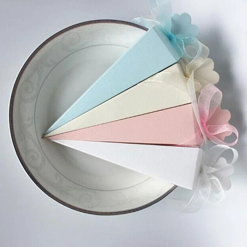 50pcs Cone Shape Candy Box Wedding Favor Gifts Case Baby Shower Paper Present Packaging | Дом и сад