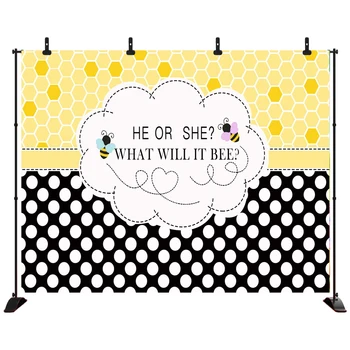

Acejoker Bee He or She What Will it Be Party Photography Backdrop Background Honeycomb Bee-Day Party Banner Photobooth Props