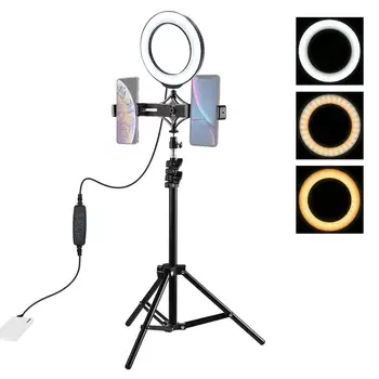 

6" 16cm Profissional LED Selfie Ring Light 66 55 110cm Tripod Stand Dimmable Ring Lamp Photo Video Camera Phone Light Fill Light
