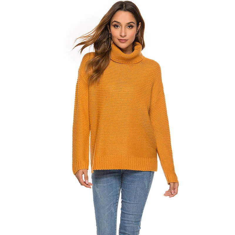 

Autumn Winter High Collar Sweater Women's New2020 European American Solid Color Knitwear Thick Wool Pullover Women's Sweater