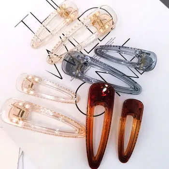 

Japanese Style Acrylic Hairclip Transparent Hair Clips for Girls Hollow Geometric Water Drop Shape Duckbill Hair Clips for Women