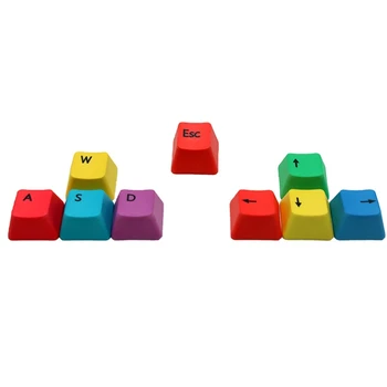 

WASD Mechanical Keyboard Keycaps OEM Profile PBT RGBY Modifiers 9 Keys -Laser Engraved Keycaps Replacement