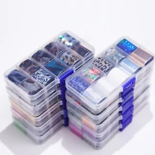 10 дизайн/набор Голографическая фольга для ногтей переводные наклейки из фольги бумага Звездный AB Цвет УФ-гель обертывания наклейки для ногтей