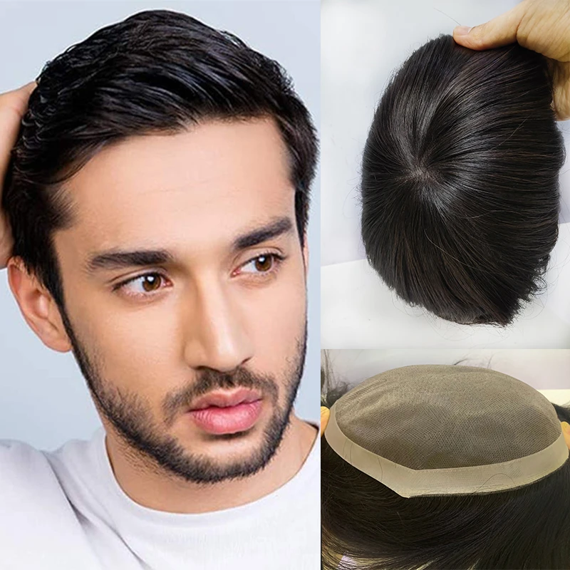 Toupee Men Natural Hair Wig Men's Wig Durable Capillary Prosthesis Natural  Hair Replacement System Male Wig|Toupees| - AliExpress