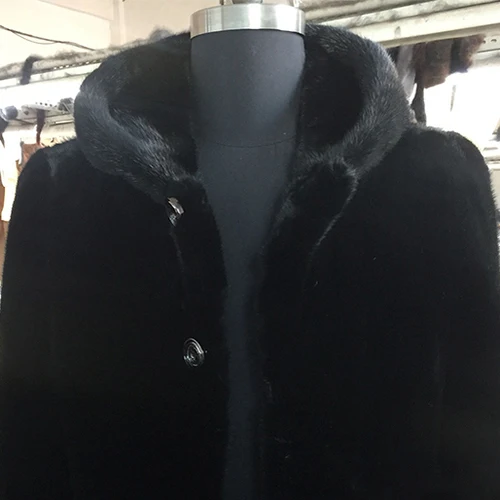 Hooded AYUNSUE новая норковая шуба мужская зимняя куртка с капюшоном Длинная Мужская норковая шуба плюс размер натуральная норковая шуба куртки KJ3093 - Цвет: Hooded