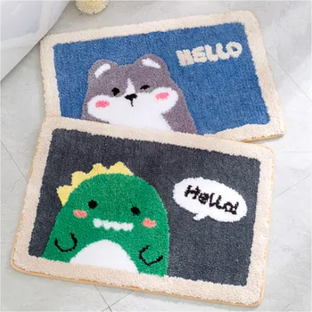 

Cartoon home bathroom carpet floor mats toilet entrance door mats flocking non-slip mats in front of shower rooms
