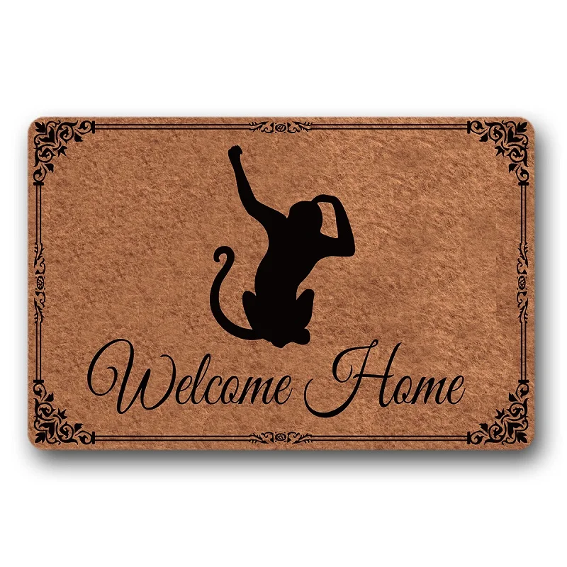 

Doormat Welcome Home Monkey Entrance Floor Mat Rubber Non Slip Backing Door Mat 30x18 Inches