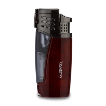

LUBINSKI Metal 3 Torch Jet Blue Flame Cigar Cigarette Tobacco Lighter Windproof Portable Refillable Smoking Tool Lighter