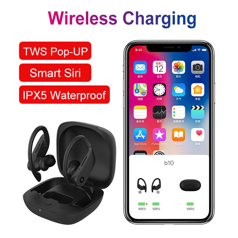 B10 наушники вкладыши TWS True Беспроводной Bluetooth 5 0 крючком спортивная Беспроводная