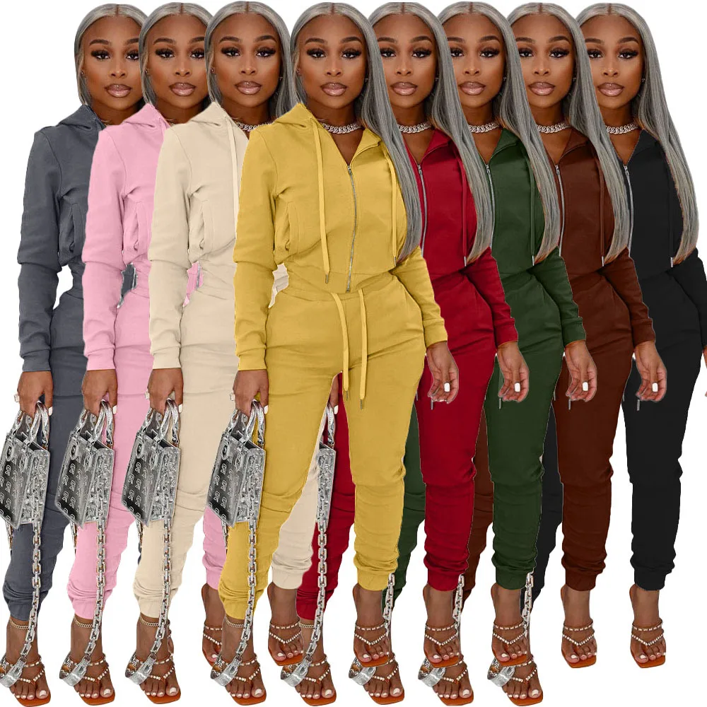 10YT3289 Two Piece Set Women Fashion Tracksuit Zipper Casual Fleece Hooded Sweatshirts Hoodie Sport Pants Suit Lady Outfits Hot |