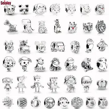 

Seialoy Silver Color Animal Cat Dog Charm Cartoon Anime Beads Fit Brands Bracelets Necklace Original Women Jewelry Accessory